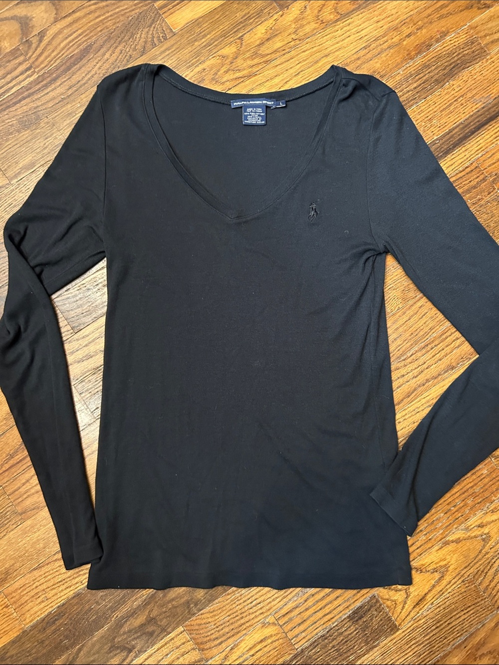 Ralph Lauren Black V-Neck Long Sleeve Tee